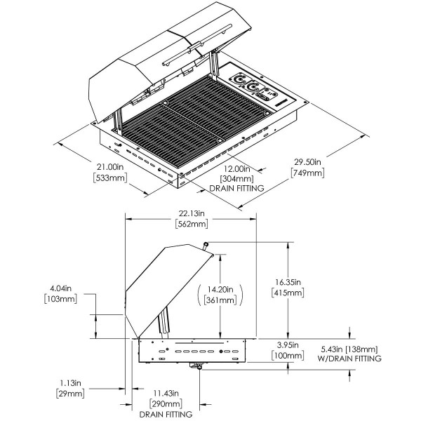 Dimensions du barbecue Kenyon Texan double - N°5 - comptoirnautique.com