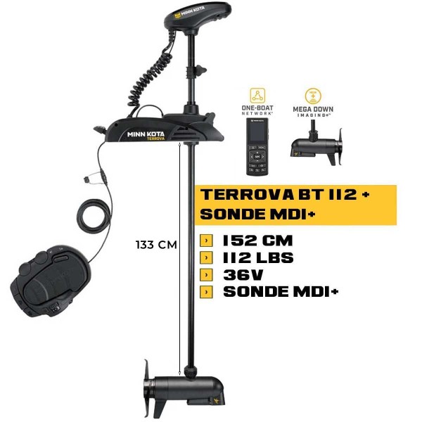 MK-1358315 - Moteur avant Minn Kota TERROVA 112 Lbs GPS 36V 152cm + sonde MDI+ avec télécommande et pédale - N°3 - comptoirnautique.com
