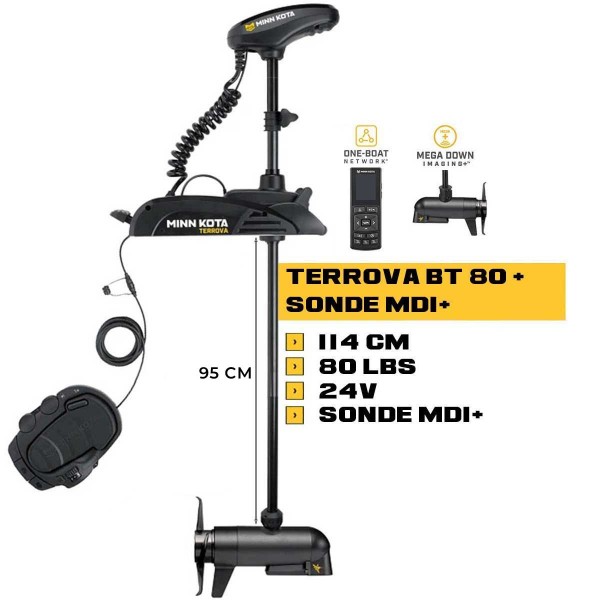 MK-1358385 - Moteur avant Minn Kota TERROVA 80 Lbs GPS 24V 114cm + sonde MDI+ avec télécommande et pédale - N°4 - comptoirnautique.com
