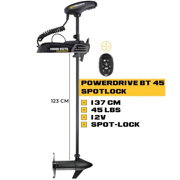 MK-1358440 - Moteur électrique avant Minn Kota POWERDRIVE 45 Lbs GPS Spot-Lock 12V 137 cm avec micro-télécommande - N°3 - comptoirnautique.com