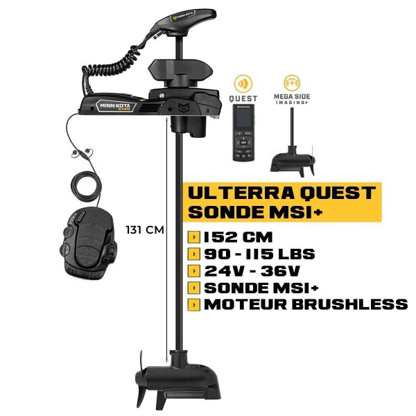 Moteur avant Minn Kota ULTERRA QUEST 152 cm + sonde MSI+ + pédale + télécommande - eaux douces - 24V/36V - 90/115LBS - N°3 - comptoirnautique.com
