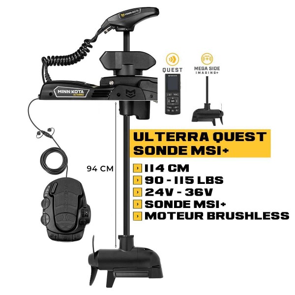Moteur avant Minn Kota ULTERRA QUEST 114 cm + sonde MSI+ + pédale + télécommande - eaux douces - 24V/36V - 90/115LBS - N°2 - comptoirnautique.com