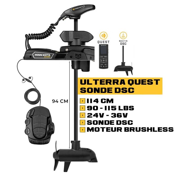 Moteur avant Minn Kota ULTERRA QUEST 114 cm + sonde DSC + pédale + télécommande - eaux douces - 24V/36V - 90/115LBS - N°2 - comptoirnautique.com