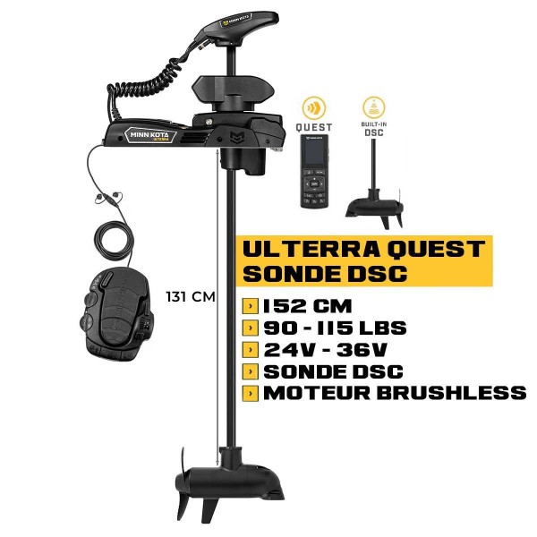 Moteur avant Minn Kota ULTERRA QUEST 152 cm + sonde DSC + pédale + télécommande - eaux douces - 24V/36V - 90/115LBS - N°3 - comptoirnautique.com