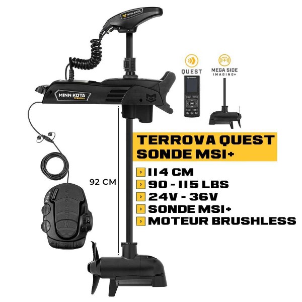 Moteur avant Minn Kota TERROVA QUEST 114 cm + sonde MSI+ + pédale + télécommande - eaux douces - 24V/36V - 90/115LBS - N°2 - comptoirnautique.com