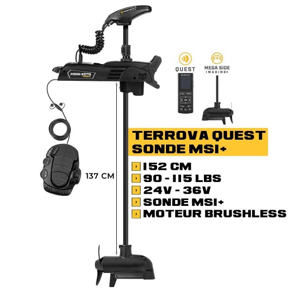 Moteur avant Minn Kota TERROVA QUEST 152 cm + sonde MSI+ + pédale + télécommande - eaux douces - 24V/36V - 90/115LBS - N°3 - comptoirnautique.com