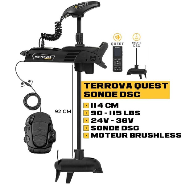 Moteur avant Minn Kota TERROVA QUEST 114 cm + sonde DSC + pédale + télécommande - eaux douces - 24V/36V - 90/115LBS - N°2 - comptoirnautique.com