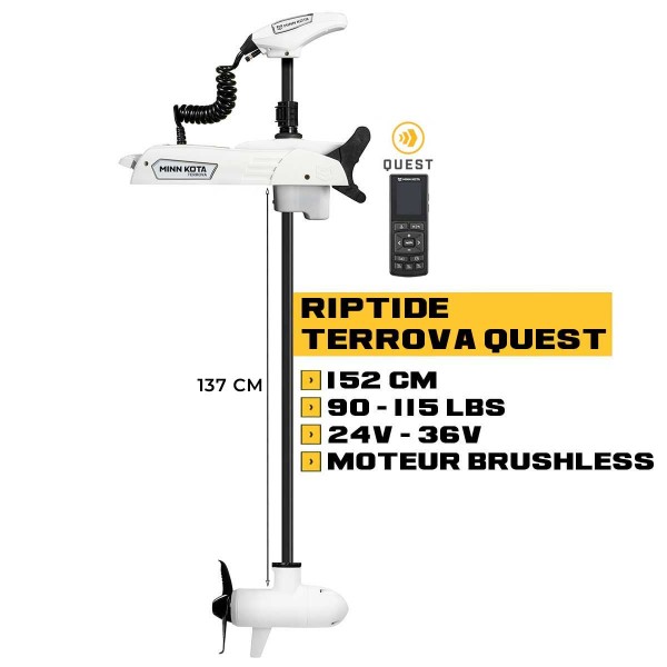 Moteur avant Minn Kota RIPTIDE TERROVA QUEST + télécommande - 152 cm - 24V/36V - 90/115LBS - eaux salées - N°2 - comptoirnautique.com