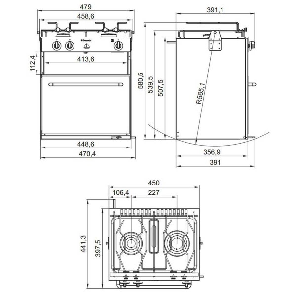 Dimensions de la gazinière Dometic StarLight - N°7 - comptoirnautique.com