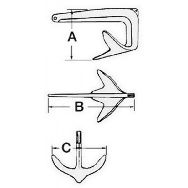 Foldable Trefoil anchor 5 kg - N°2 - comptoirnautique.com 