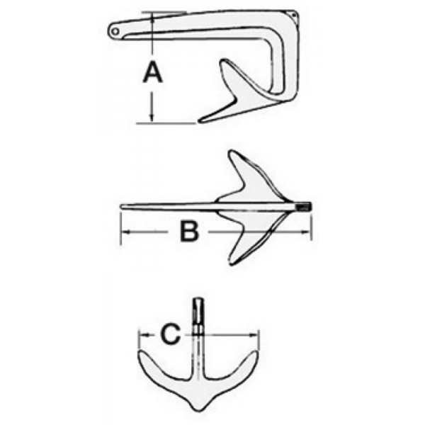 Ancora a forma di trefoil AISI 316 2,5 kg - N°2 - comptoirnautique.com
