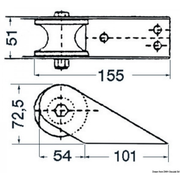 Stainless steel anchor plate 155 x 51 mm - N°2 - comptoirnautique.com 