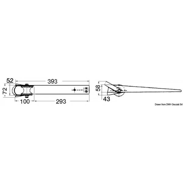 Rullo di prua in acciaio inox 393 x 52 mm - N°2 - comptoirnautique.com