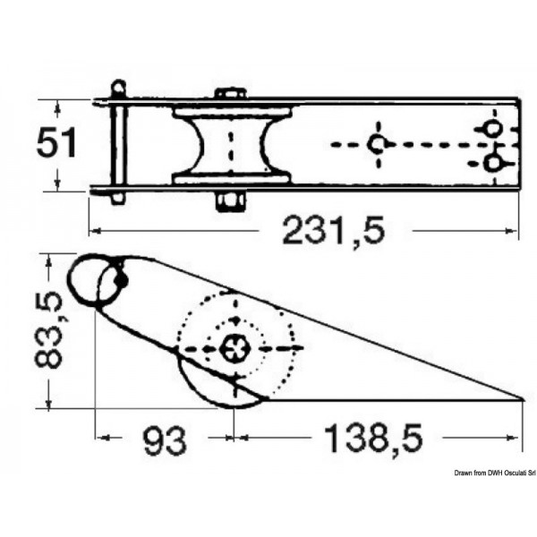 Rullo di prua in acciaio inox 232 x 51 mm - N°2 - comptoirnautique.com