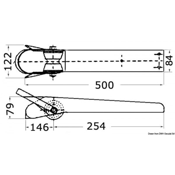 Rullo di prua in acciaio inox satinato 500 mm - N°2 - comptoirnautique.com