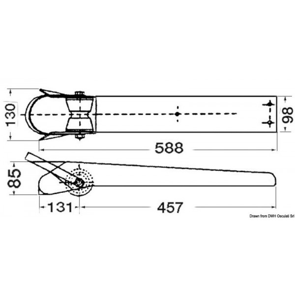 Davier de proue en inox satiné 588 mm  - N°2 - comptoirnautique.com