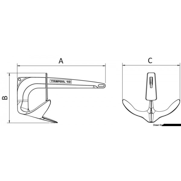 Ancora in acciaio inox Trefoil con piastra impermeabile - N°5 - comptoirnautique.com