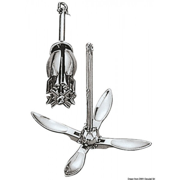 Ancora a rampino in acciaio inox 1,5 kg - N°1 - comptoirnautique.com