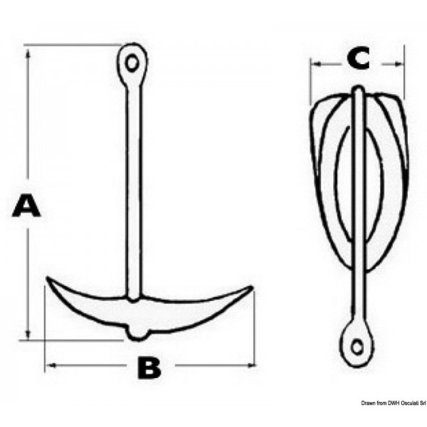 Ancora a pinza 0,7 kg - N°2 - comptoirnautique.com
