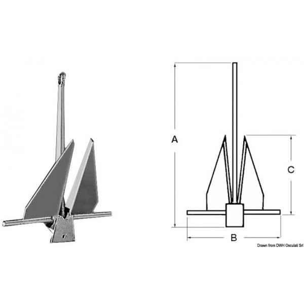 Ancla Danforth 4 kg - N°1 - comptoirnautique.com 