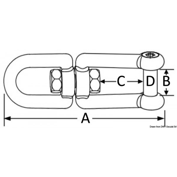 AISI 316 Girella a doppio occhio da 10 mm - N°2 - comptoirnautique.com