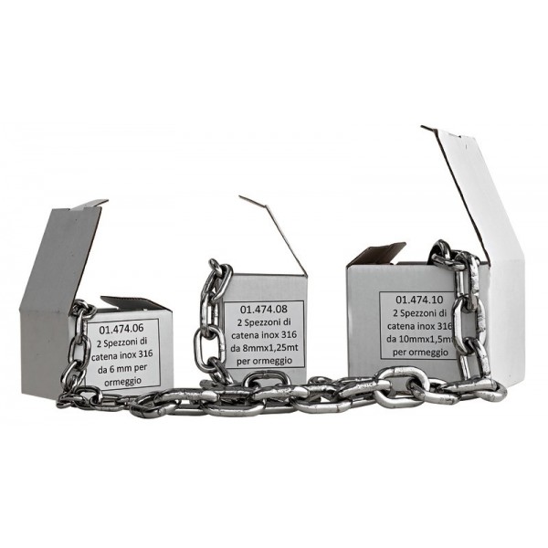 Juego de 2 tramos de cadena AISI 316 de 1 metro - N°2 - comptoirnautique.com