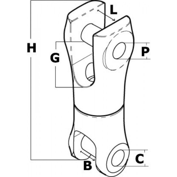 Jonction d'ancre articulée AISI 316 8 mm  - N°2 - comptoirnautique.com 