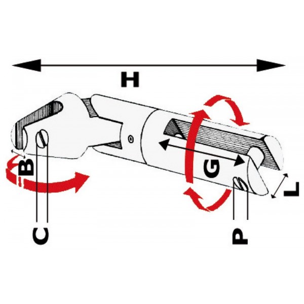 Junta de ancoragem de 2 articulações AISI 316 9/10 mm - N°2 - comptoirnautique.com 