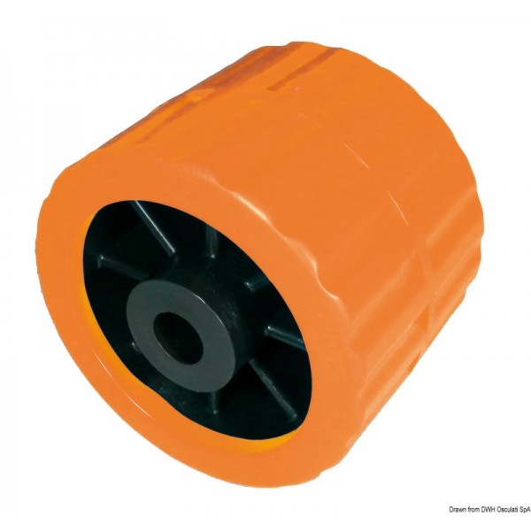 Roue latérale orange 75 mm Ø trou 15 mm  - N°1 - comptoirnautique.com