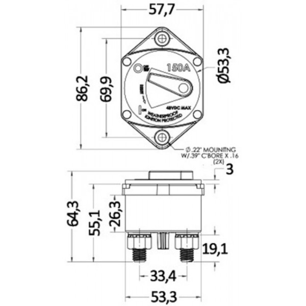 Wasserdichter Einbausicherungsschalter 200 A - N°3 - comptoirnautique.com 