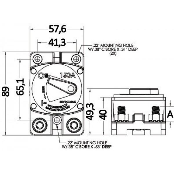 Interruttore automatico stagno da esterno-70 A  - N°3 - comptoirnautique.com