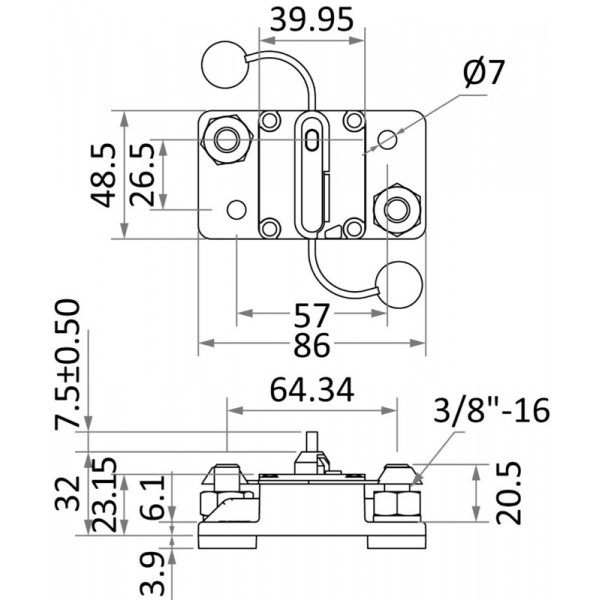 Watertight circuit breaker 70 A - N°2 - comptoirnautique.com 