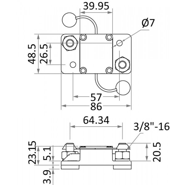 Watertight automatic reset circuit breaker 120 A - N°2 - comptoirnautique.com 