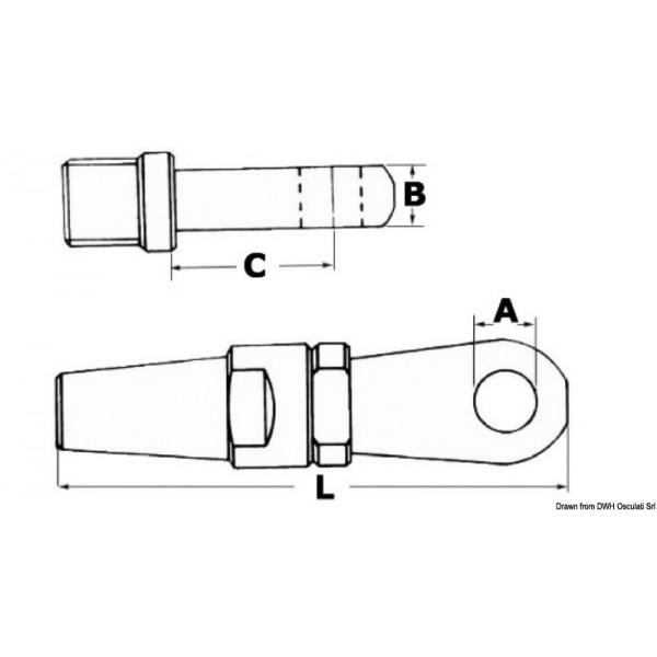Terminal p. épissures à œil AISI 316 Ø 10 mm  - N°2 - comptoirnautique.com