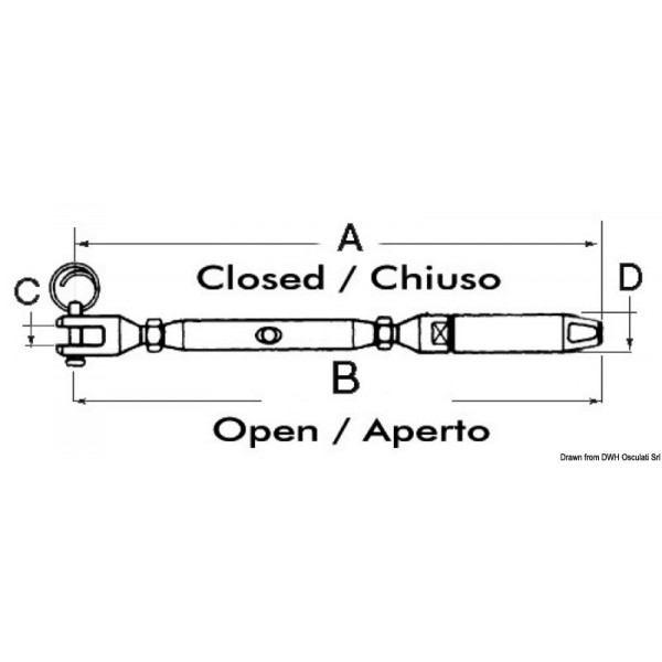 Tenditore per terminazione di scarico del cavo da 5/6 mm - N°2 - comptoirnautique.com
