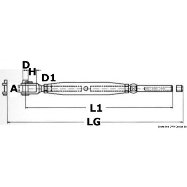 Tenditore in acciaio inox con forcella fissa da 6 mm - N°2 - comptoirnautique.com