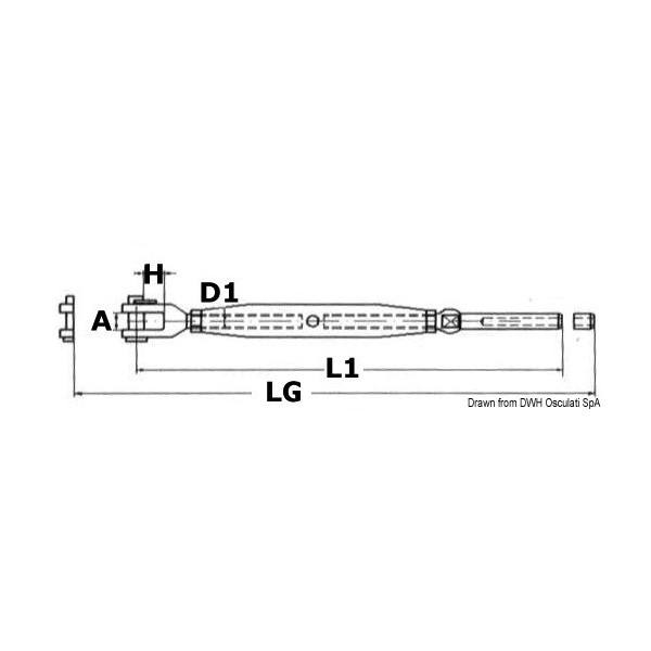 AISI 316 6 mm cable-crimping rigging screw - N°2 - comptoirnautique.com