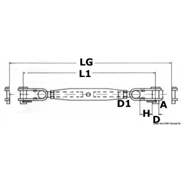 Esticador 2 olhais articulados AISI 316 6 mm - N°2 - comptoirnautique.com