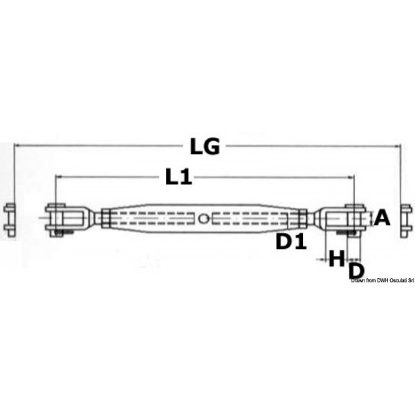 Turnbuckle with two fixed clevises AISI 316 4 mm - N°2 - comptoirnautique.com