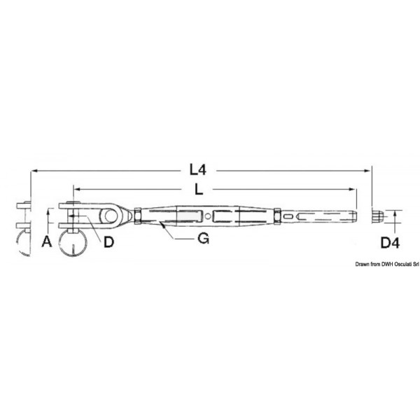 Esticador com forquilhas articuladas AISI 316 de 6 mm - N°2 - comptoirnautique.com