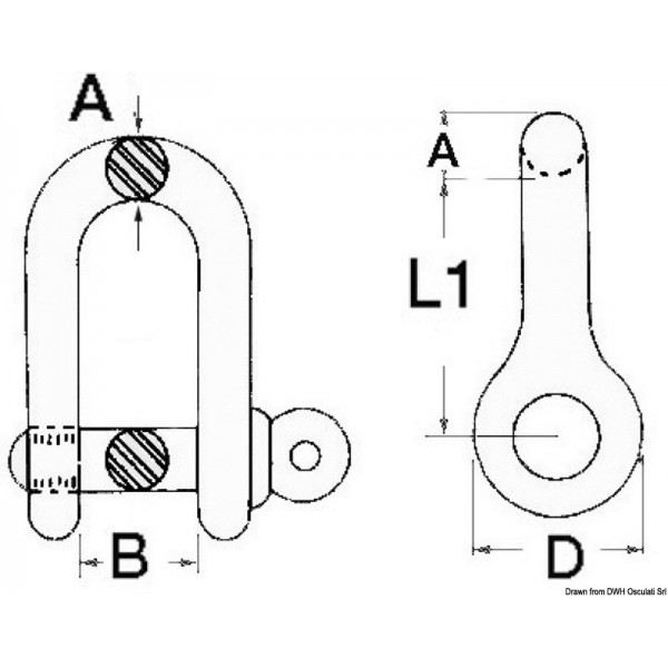 Grillo a U con perno imperdibile AISI 316 12 mm - N°2 - comptoirnautique.com