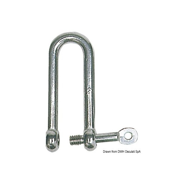Long shackle with captive pin AISI 316 6 mm - N°1 - comptoirnautique.com 