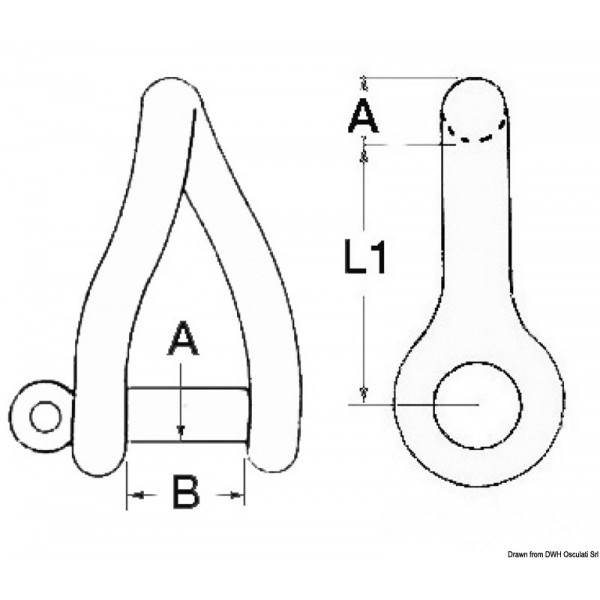 Grillo del tronco in acciaio inox stampato con precisione da 12 mm - N°2 - comptoirnautique.com