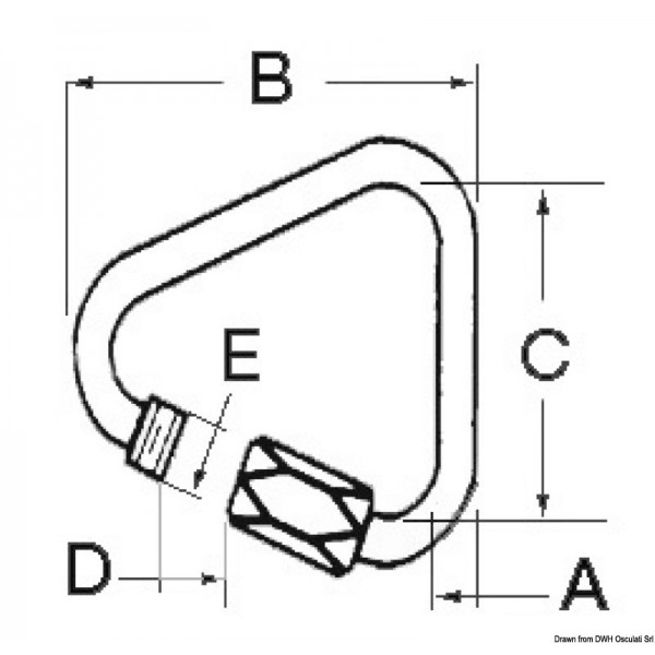 Moschettone Delta in acciaio inox con apertura a vite da 3,5 mm - N°2 - comptoirnautique.com