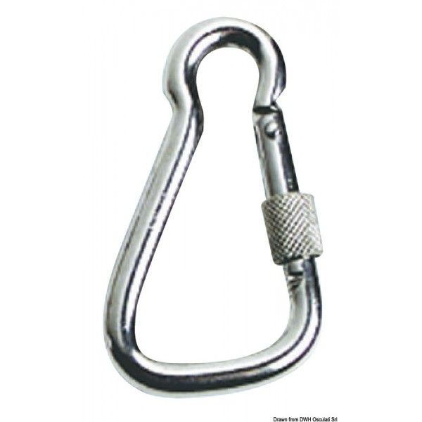 AISI 316 carabiner, large, 23mm safety ring - N°1 - comptoirnautique.com 