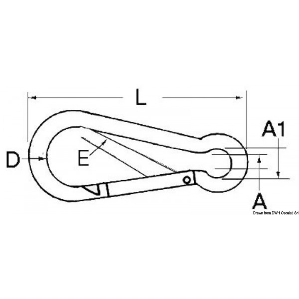 Polished AISI 316 carabiner with 4 mm eye - N°2 - comptoirnautique.com