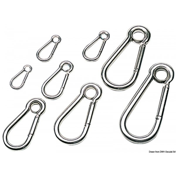 Moschettone in AISI 316 lucidato con occhiello da 13 mm - N°1 - comptoirnautique.com