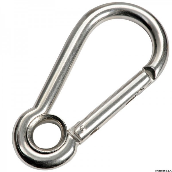 Gancio a moschettone montato in superficie con occhiello in AISI 316 da 5 mm - N°3 - comptoirnautique.com