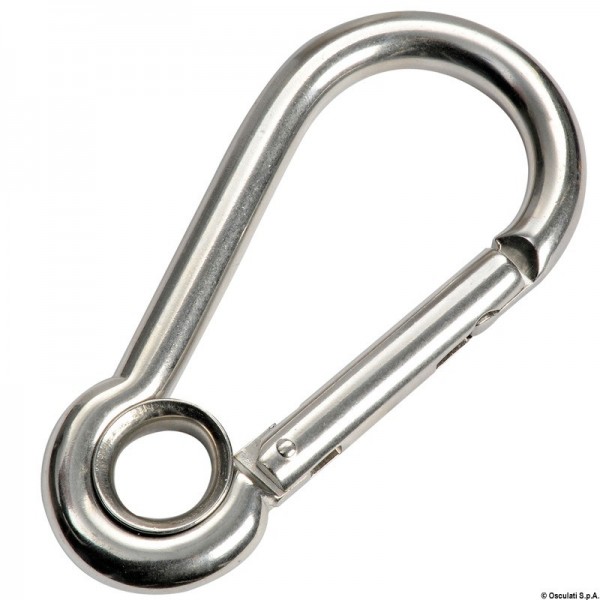Gancio a moschettone montato in superficie con occhiello in AISI 316 da 6 mm - N°3 - comptoirnautique.com