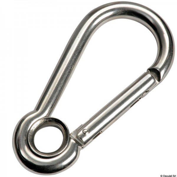 Gancio a moschettone in superficie con occhiello in AISI 316 12 mm - N°1 - comptoirnautique.com